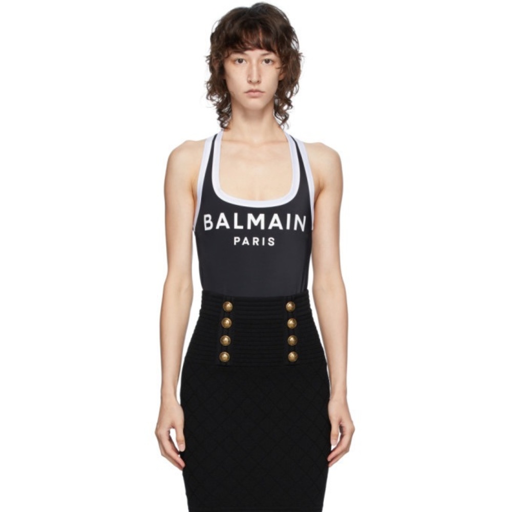NWT Balmain Black Logo Tank Top